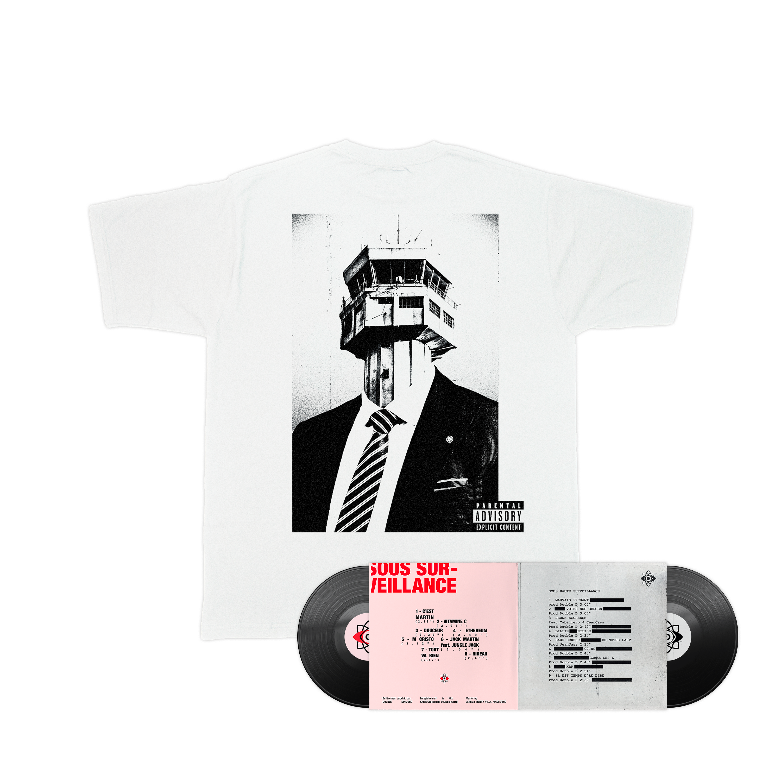 Double vinyle “Sous haute surveillance“ + “Sous surveillance“ & T-shirt “Sous haute surveillance“
